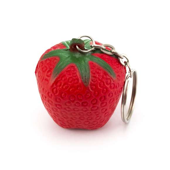  	Original llavero antiestrés con cuerpo en suave PU en divertidos diseño de frutas.