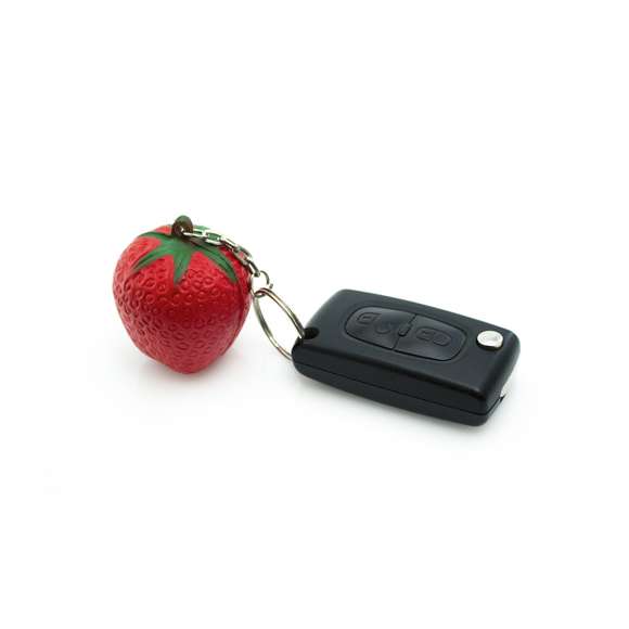  	Original llavero antiestrés con cuerpo en suave PU en divertidos diseño de frutas.