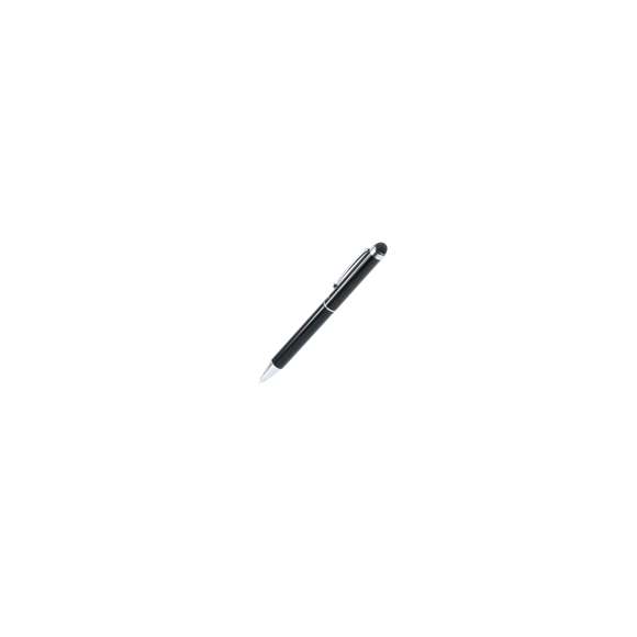 Bolígrafo puntero de Alexluca de mecanismo giratorio con suave cuerpo metálico de elegante color negro. Clip y punta de diseño a juego. Presentado en estuche individual negro con logotipo de la marca. Tinta azul.