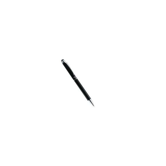 Bolígrafo puntero de Alexluca de mecanismo giratorio con suave cuerpo metálico de elegante color negro. Clip y punta de diseño a juego. Presentado en estuche individual negro con logotipo de la marca. Tinta azul.