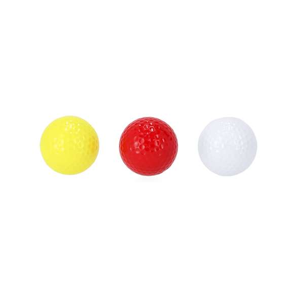 Bola de golf en variados colores, de resistente resina de 4 capas y 4,2cm de diámetro.