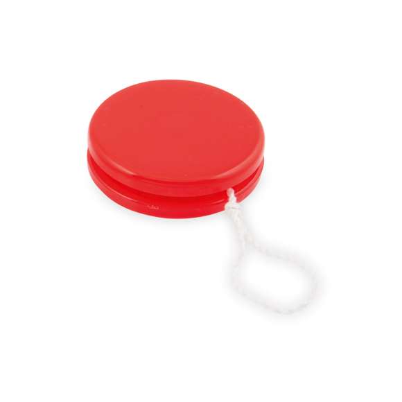 Yoyó en resistente material PS, de rápido y sencillo montaje, para recuperar los juegos clásicos más divertidos. Disponible en variada gama de colores, con hilo rizado de algodón en color blanco de 100 cm.