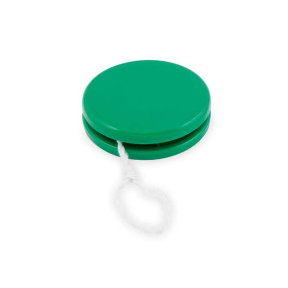 Yoyó en resistente material PS, de rápido y sencillo montaje, para recuperar los juegos clásicos más divertidos. Disponible en variada gama de colores, con hilo rizado de algodón en color blanco de 100 cm.