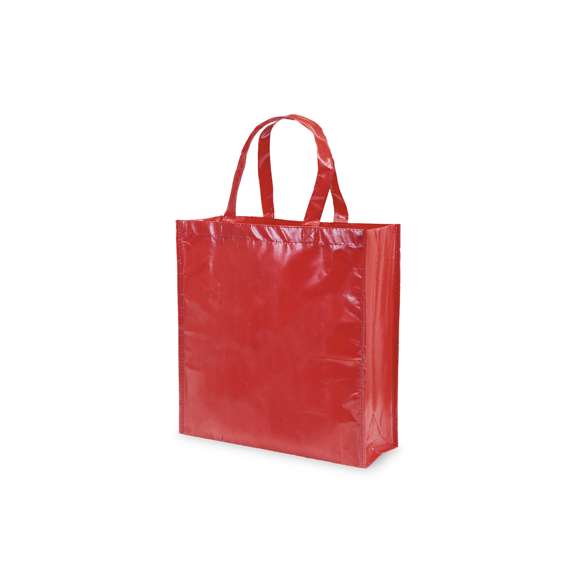 Bolsa de alta calidad en non-woven laminado de 110g/m2, en variada gama de vivos colores brillantes. Con asas reforzadas cortas de 35cm, fuelle y acabado cosido. Resistencia hasta 5kg de peso.