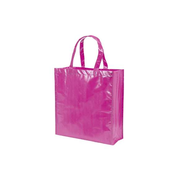 Bolsa de alta calidad en non-woven laminado de 110g/m2, en variada gama de vivos colores brillantes. Con asas reforzadas cortas de 35cm, fuelle y acabado cosido. Resistencia hasta 5kg de peso.