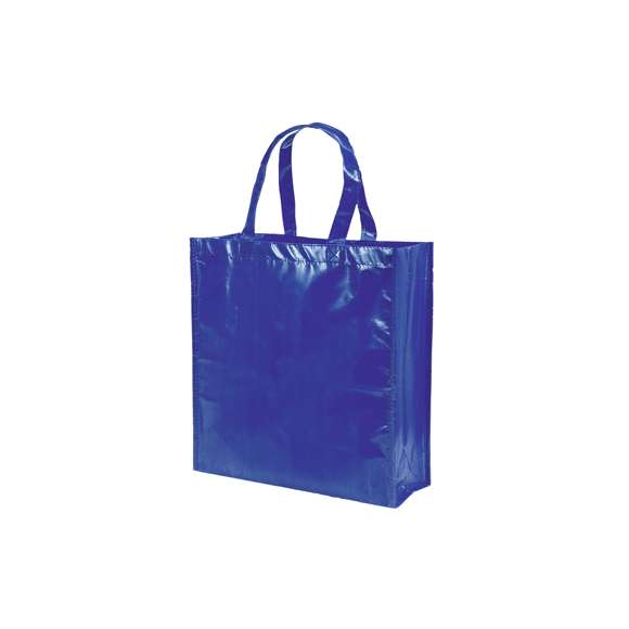 Bolsa de alta calidad en non-woven laminado de 110g/m2, en variada gama de vivos colores brillantes. Con asas reforzadas cortas de 35cm, fuelle y acabado cosido. Resistencia hasta 5kg de peso.