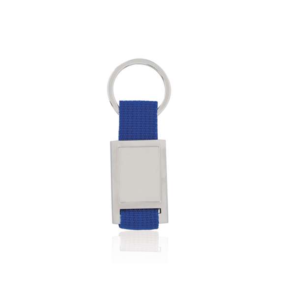  	Llavero de divertido diseño con cinta de poliéster de variados y vivos colores. Con cuerpo metálico troquelado especialmente diseñado para marcaje en doming/gota de resina.