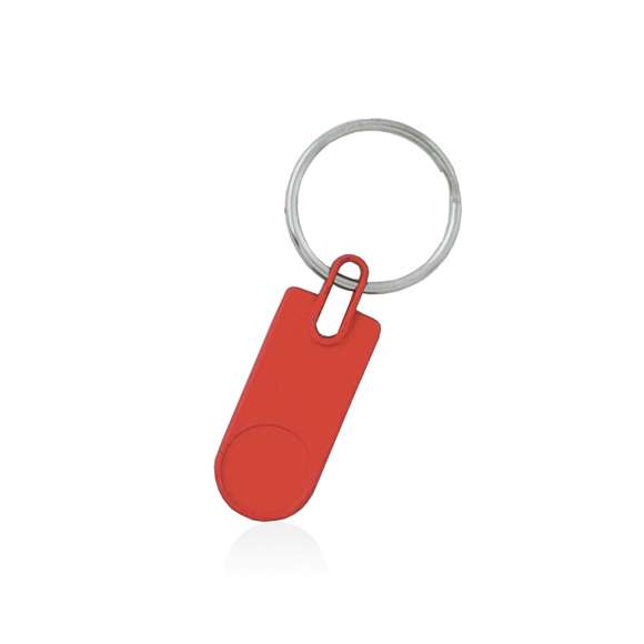 Llavero de divertido diseño de variados y vivos colores. Con cuerpo metálico troquelado especialmente diseñado para marcaje en doming/gota de resina.