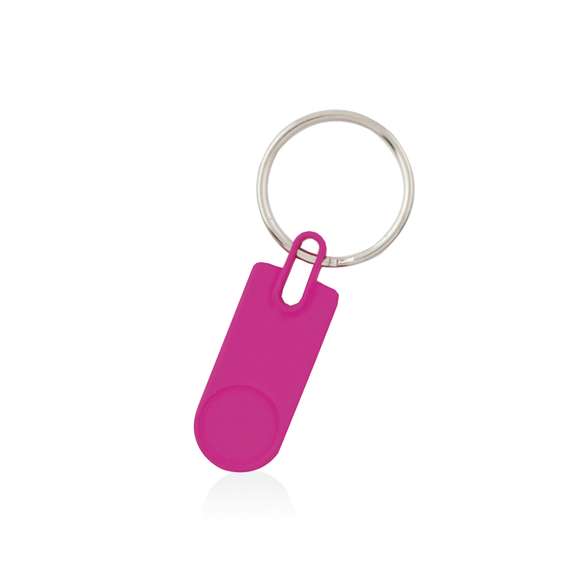 Llavero de divertido diseño de variados y vivos colores. Con cuerpo metálico troquelado especialmente diseñado para marcaje en doming/gota de resina.