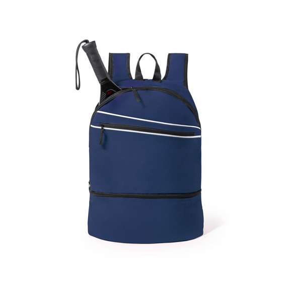 Mochila en resistente poliéster 600D de desenfadado diseño en variada gama de colores y con compartimento independiente para el calzado. De cierre de cremallera con cinta en tirador para fácil apertura y bolsillo frontal. Espalda acolchada y cintas de hombros ajustables con acolchado ergonómico.
