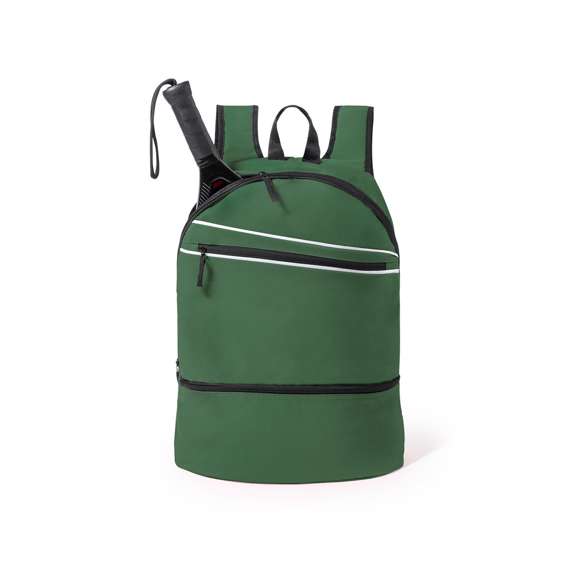Mochila en resistente poliéster 600D de desenfadado diseño en variada gama de colores y con compartimento independiente para el calzado. De cierre de cremallera con cinta en tirador para fácil apertura y bolsillo frontal. Espalda acolchada y cintas de hombros ajustables con acolchado ergonómico.
