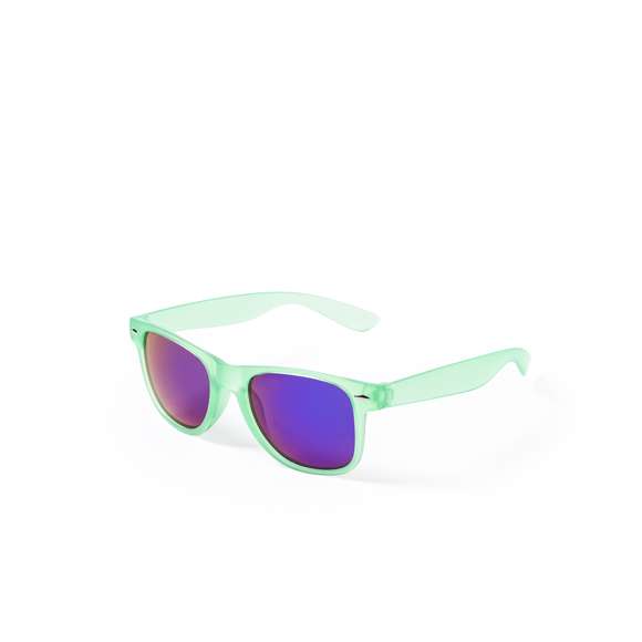 Gafas de sol con protección UV400 de clásico diseño. Con montura de acabado translúcido en divertidos colores y lentes espejados a juego.