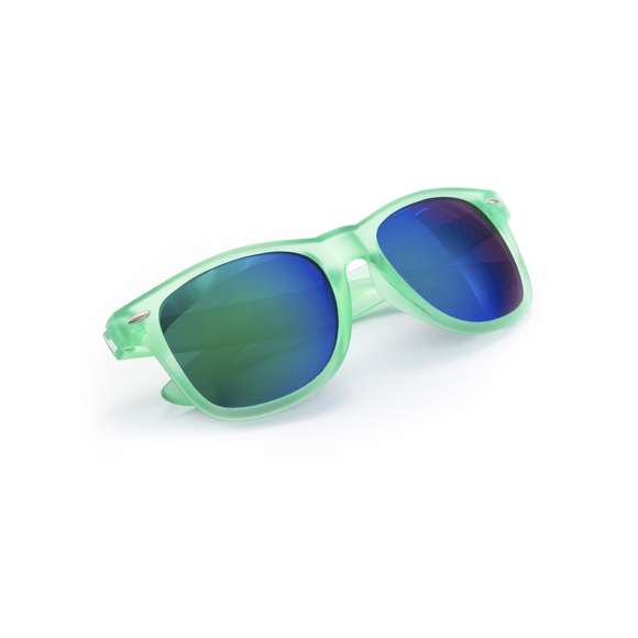 Gafas de sol con protección UV400 de clásico diseño. Con montura de acabado translúcido en divertidos colores y lentes espejados a juego.