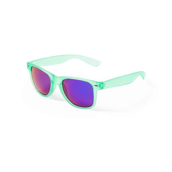 Gafas de sol con protección UV400 de clásico diseño. Con montura de acabado translúcido en divertidos colores y lentes espejados a juego.
