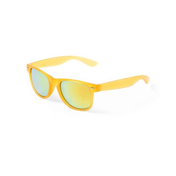 Gafas de sol con protección UV400 de clásico diseño. Con montura de acabado translúcido en divertidos colores y lentes espejados a juego.