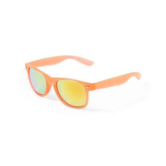 Gafas de sol con protección UV400 de clásico diseño. Con montura de acabado translúcido en divertidos colores y lentes espejados a juego.