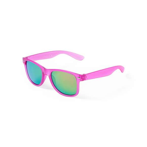 Gafas de sol con protección UV400 de clásico diseño. Con montura de acabado translúcido en divertidos colores y lentes espejados a juego.