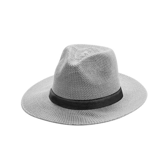 Sombrero en material sintético de sobrios colores con confortable cinta interior a juego.