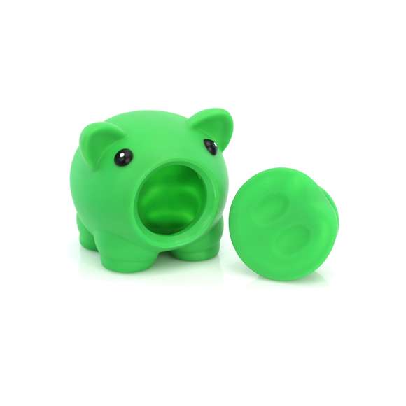 Hucha cerdito con suave cuerpo de acabado goma en vivos colores.