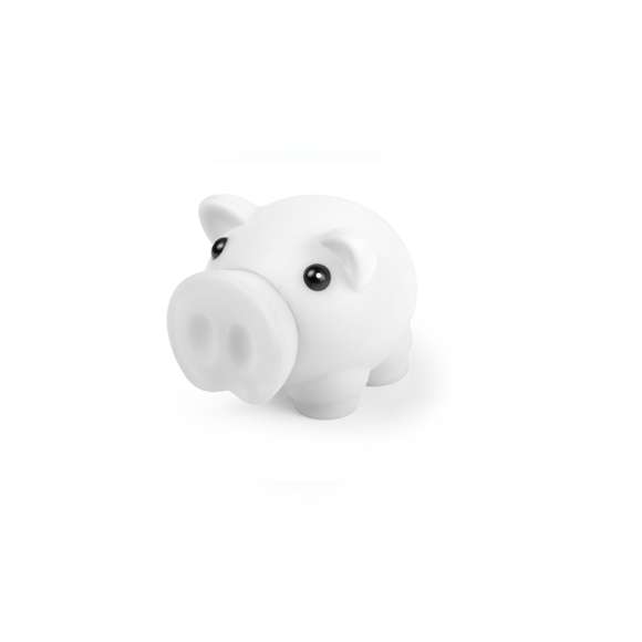 Hucha cerdito con suave cuerpo de acabado goma en vivos colores.