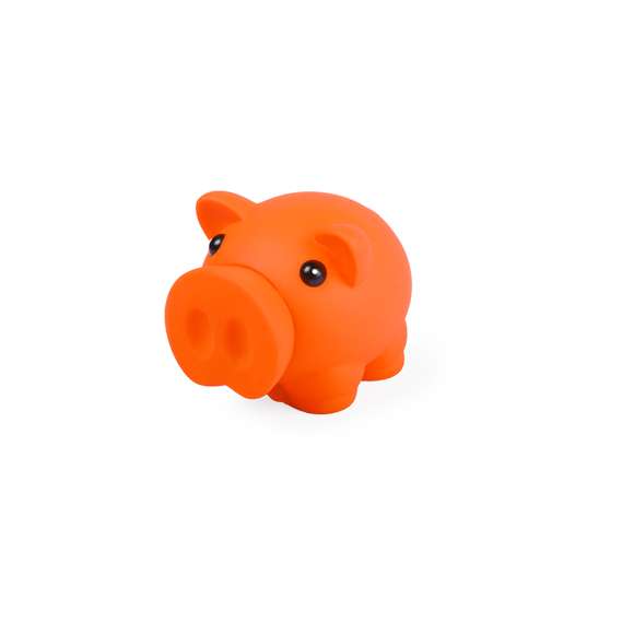 Hucha cerdito con suave cuerpo de acabado goma en vivos colores.