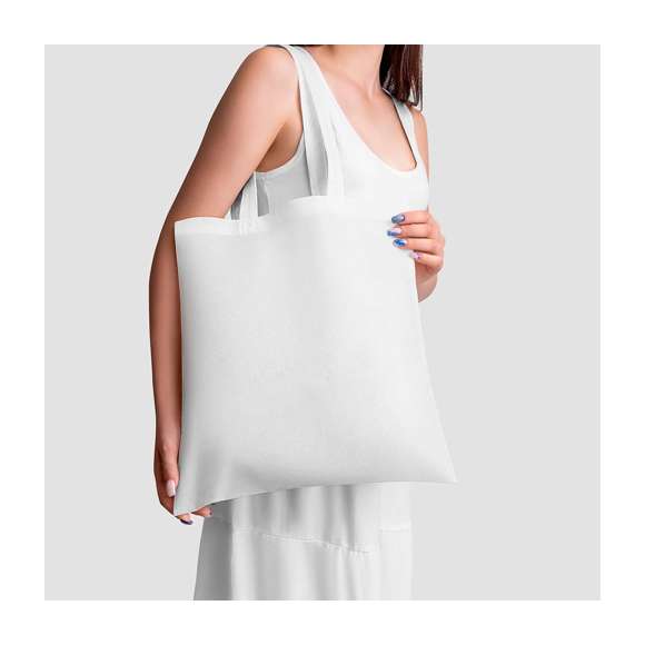 Bolsa fabricada non-woven de 80g/m2. De acabado termosellado y asas largas reforzadas de 68cm. Disponible en variada gama de colores.