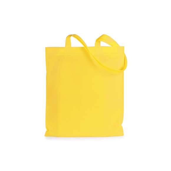 Bolsa fabricada non-woven de 80g/m2. De acabado termosellado y asas largas reforzadas de 68cm. Disponible en variada gama de colores.