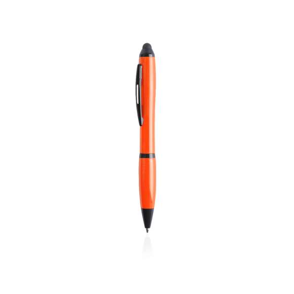  	Bolígrafo puntero de mecanismo giratorio de atrevido diseño bicolor con accesorios en negro y cuerpo de suave acabado en divertidos colores flúor. Con original clip metálico troquelado a juego y cómoda empuñadura. Tinta azul.