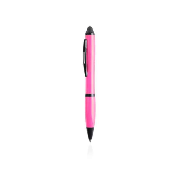  	Bolígrafo puntero de mecanismo giratorio de atrevido diseño bicolor con accesorios en negro y cuerpo de suave acabado en divertidos colores flúor. Con original clip metálico troquelado a juego y cómoda empuñadura. Tinta azul.