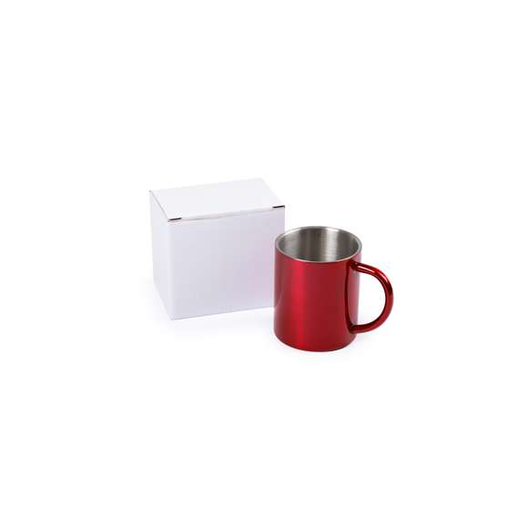 Taza de acero inox de 280ml de capacidad con original diseño bicolor. Con cuerpo de acabado brillante en llamativos colores y presentada en caja individual.