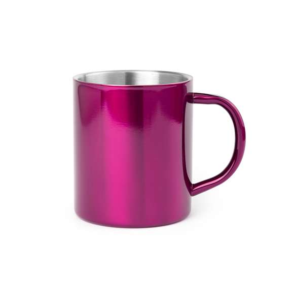 Taza de acero inox de 280ml de capacidad con original diseño bicolor. Con cuerpo de acabado brillante en llamativos colores y presentada en caja individual.