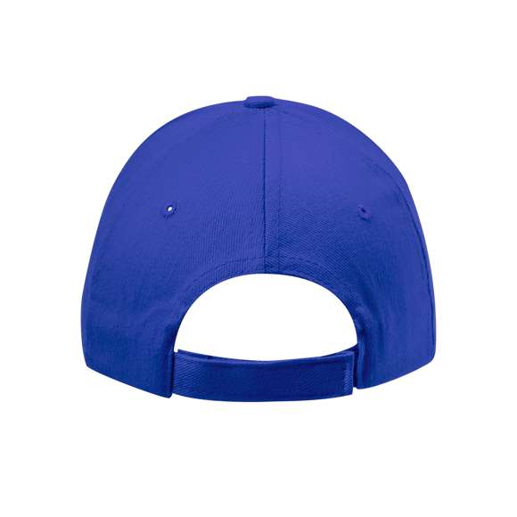 Gorra de 6 paneles en material 100% algodón peinado. En variada gama de vivos colores, con sandwich en color y acolchado en visera. Orificios de ventilación bordados y cierre ajustable de velcro.