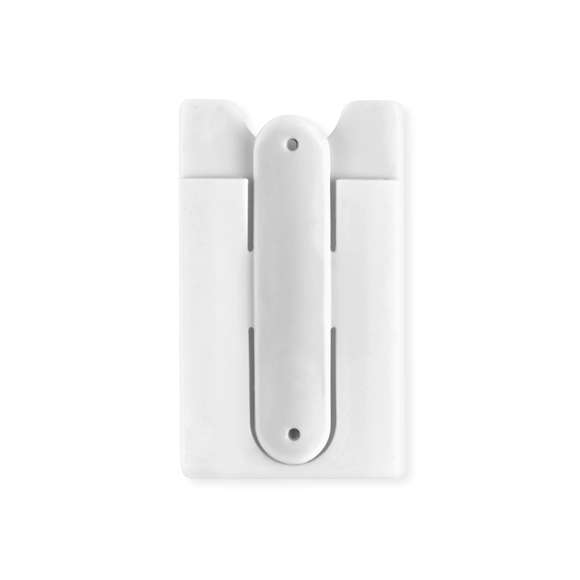 Funda multiusos en suave silicona de llamativos colores y con bolsilllo integrado. Soporte con mecanismo desplegable.
