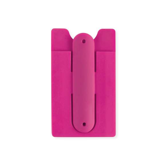 Funda multiusos en suave silicona de llamativos colores y con bolsilllo integrado. Soporte con mecanismo desplegable.