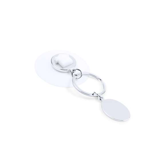 Original llavero metálico con ventosa extraíble en vivos colores. Sólo hay que fijar la ventosa a una superficie plana para colgar el llavero. Con chapa metálica para marcaje en láser.