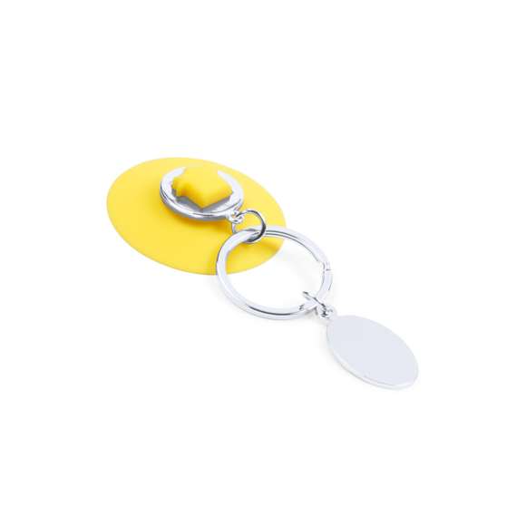 Original llavero metálico con ventosa extraíble en vivos colores. Sólo hay que fijar la ventosa a una superficie plana para colgar el llavero. Con chapa metálica para marcaje en láser.