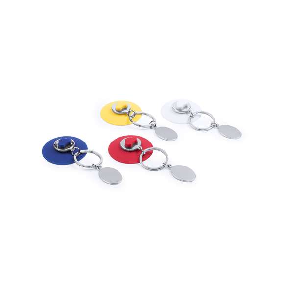 Original llavero metálico con ventosa extraíble en vivos colores. Sólo hay que fijar la ventosa a una superficie plana para colgar el llavero. Con chapa metálica para marcaje en láser.