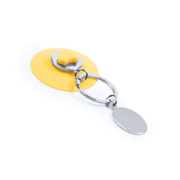 Original llavero metálico con ventosa extraíble en vivos colores. Sólo hay que fijar la ventosa a una superficie plana para colgar el llavero. Con chapa metálica para marcaje en láser.
