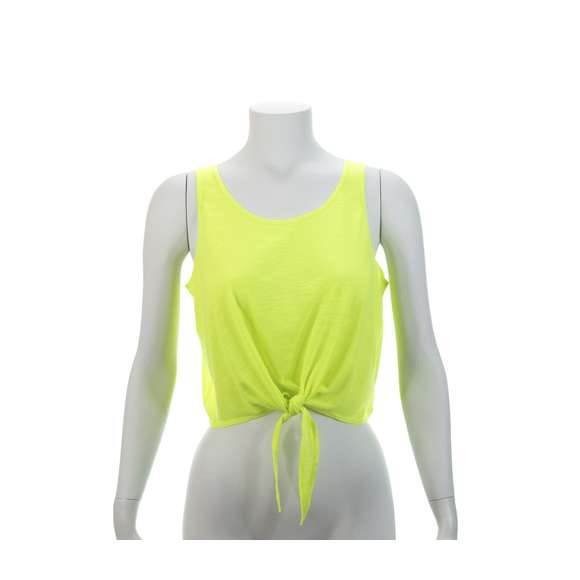  	Camiseta para chica en suave poliéster de 130g/m2. Con diseño en tirantes y con cierre frontal de nudo. Disponible en blanco y variada gama de vivos colores fluorescentes. Tallas S, M, L.