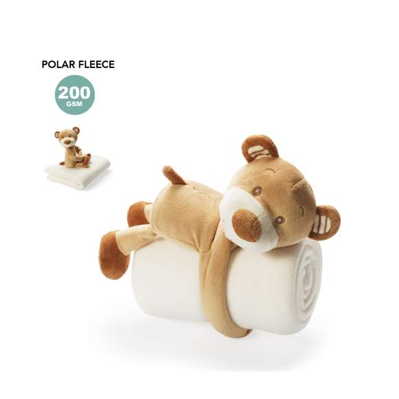 Divertida manta osito de peluche en suave y cálido material polar fleece de 200g/m2. En tamaño infantil 100x75cm.