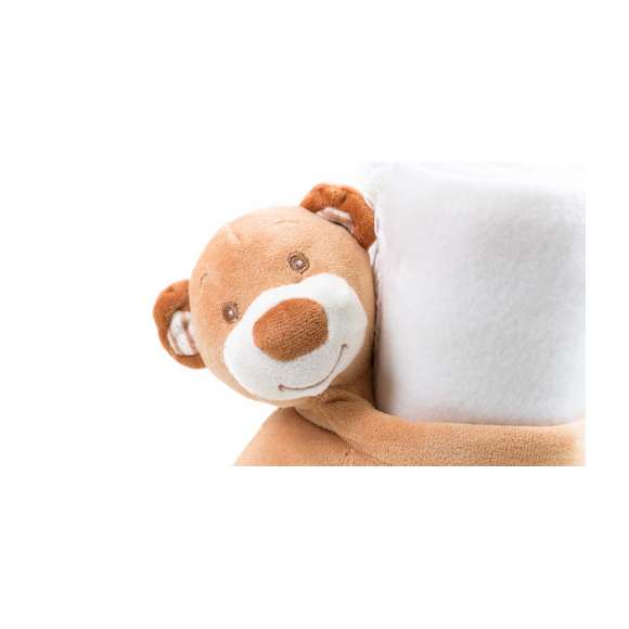 Divertida manta osito de peluche en suave y cálido material polar fleece de 200g/m2. En tamaño infantil 100x75cm.