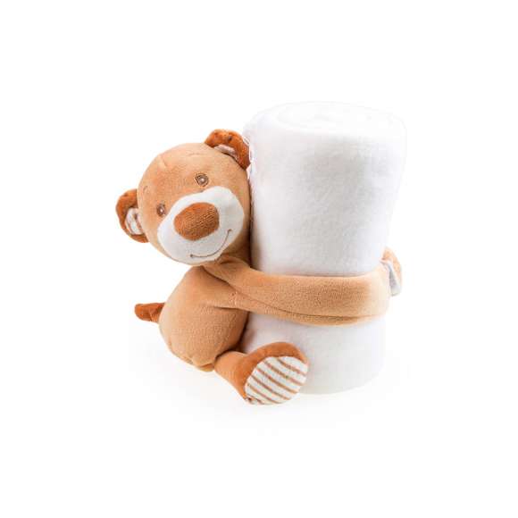 Divertida manta osito de peluche en suave y cálido material polar fleece de 200g/m2. En tamaño infantil 100x75cm.