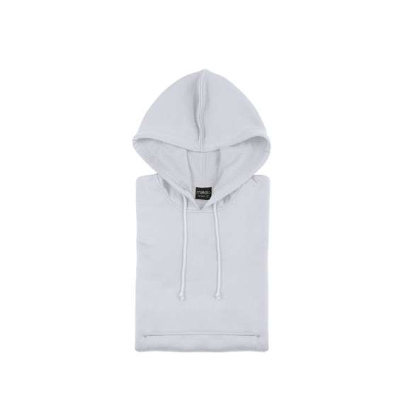 Sudadera técnica para adulto unisex. Con capucha, cintas de ajuste, bolsillo frontal con tapeta y en material 100% poliéster de 265g/m2. Disponible en variada gama de vivos colores. Tallas S, M, L, XL, XXL.