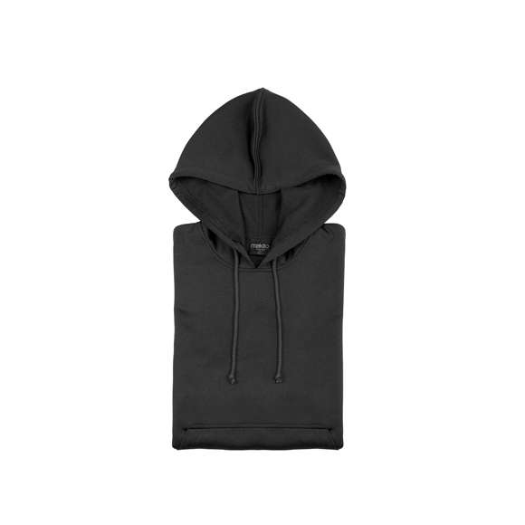 Sudadera técnica para adulto unisex. Con capucha, cintas de ajuste, bolsillo frontal con tapeta y en material 100% poliéster de 265g/m2. Disponible en variada gama de vivos colores. Tallas S, M, L, XL, XXL.