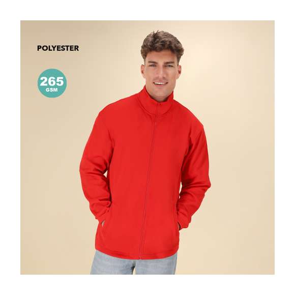 Chaqueta técnica para adulto unisex. Con cierre de cremallera a juego, bolsillos laterales y en material 100% poliéster de 265g/m2. Disponible en variada gama de vivos colores. Tallas S, M, L, XL, XXL.