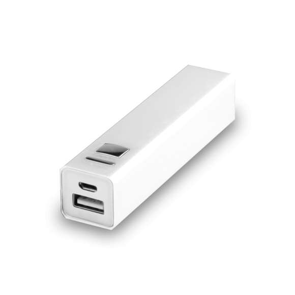 Batería auxiliar externa de aluminio con capacidad de carga de 2.200 mAh. Práctico botón lateral con indicador LED de carga, fácil de transportar gracias a su reducido tamaño y disponible en una amplia gama de colores. Especialmente diseñada para impresión láser. Incluye cable micro USB y se presenta en una atractiva caja de diseño.