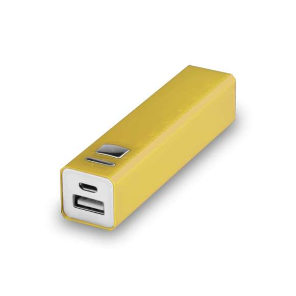 Batería auxiliar externa de aluminio con capacidad de carga de 2.200 mAh. Práctico botón lateral con indicador LED de carga, fácil de transportar gracias a su reducido tamaño y disponible en una amplia gama de colores. Especialmente diseñada para impresión láser. Incluye cable micro USB y se presenta en una atractiva caja de diseño.