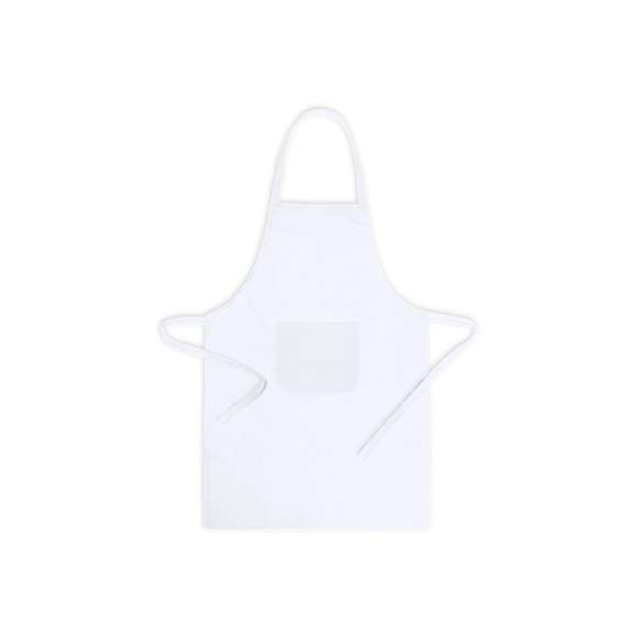 Delantal fabricado en tejido TC, combinación de algodón y poliéster. En el frontal incluye un práctico bolsillo, con cordones ajustables en la cintura y corte por debajo de la rodilla. Disponible en amplia gama de colores.