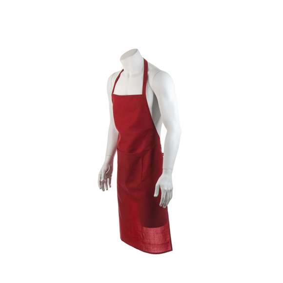 Delantal fabricado en tejido TC, combinación de algodón y poliéster. En el frontal incluye un práctico bolsillo, con cordones ajustables en la cintura y corte por debajo de la rodilla. Disponible en amplia gama de colores.
