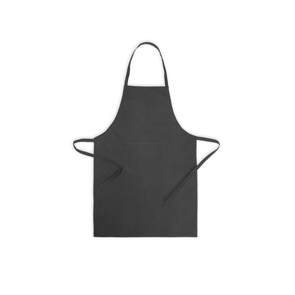 Delantal fabricado en tejido TC, combinación de algodón y poliéster. En el frontal incluye un práctico bolsillo, con cordones ajustables en la cintura y corte por debajo de la rodilla. Disponible en amplia gama de colores.